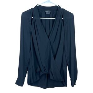 Trouve Blouse Womens XS Extra Small V-Neck Black Long Sleeve